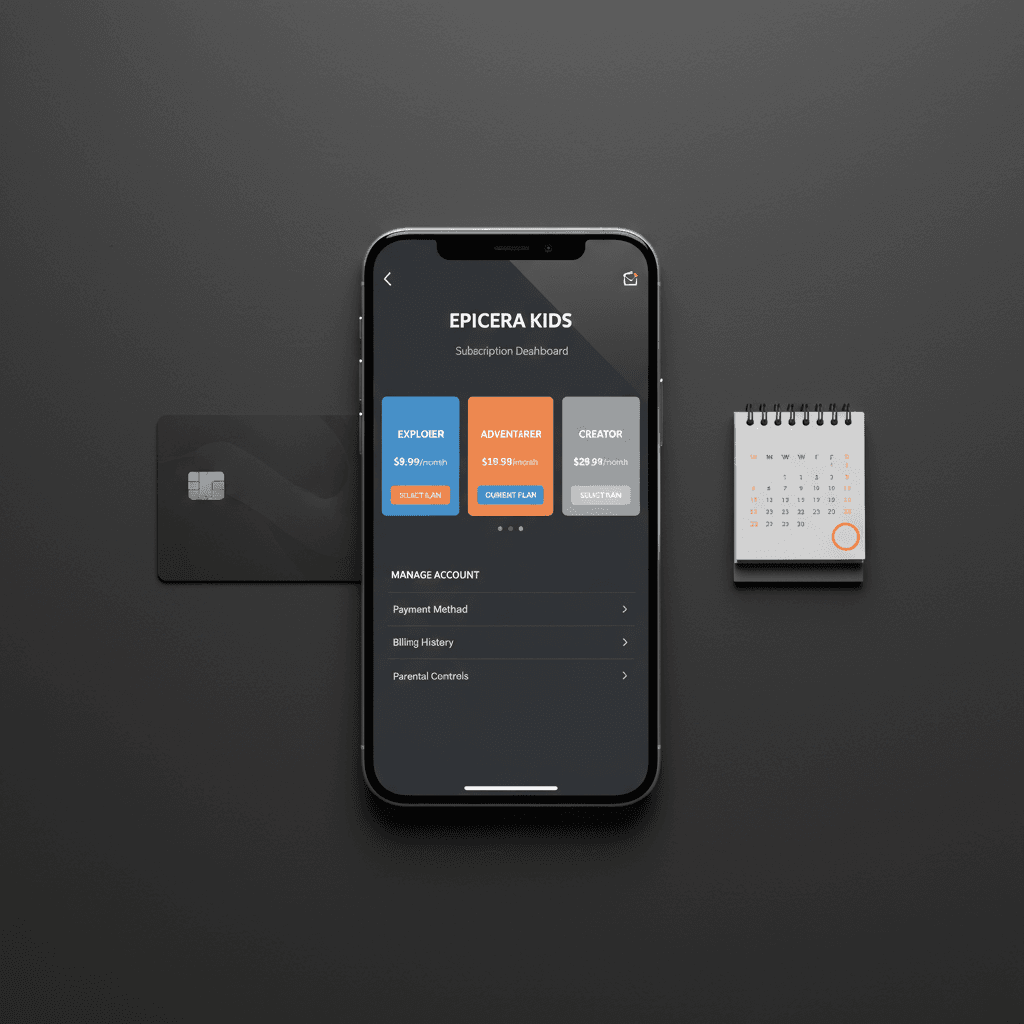 Subscription management dashboard on mobile device