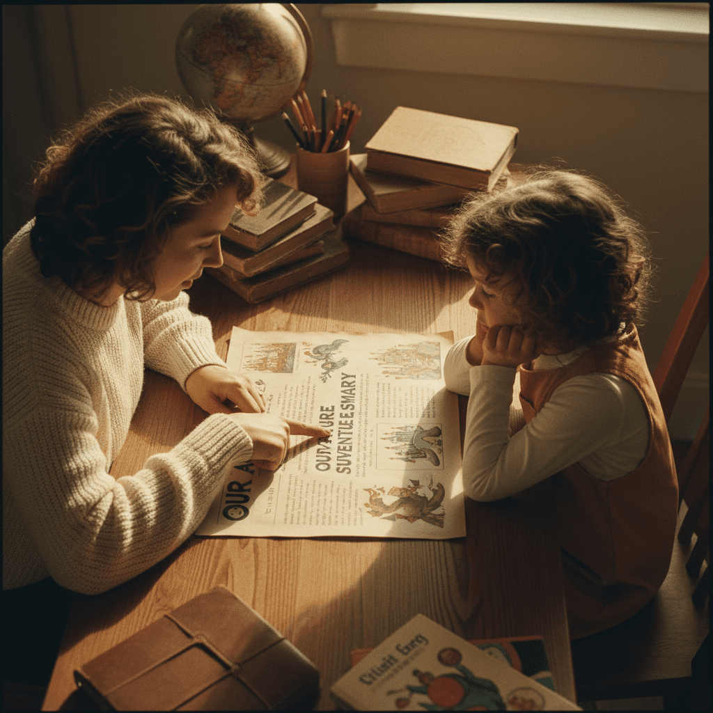 Parent and child reviewing personalized story selection